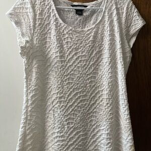 Liz Claiborne White Ruched Cap Sleeve T-Shirt